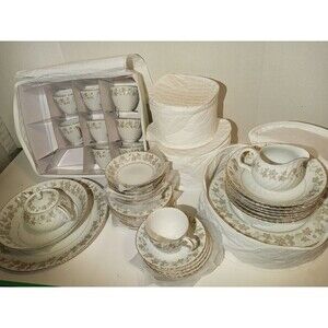 Vintage Mikasa China Dishware Huge set With Matchin Mikasa Double Candle Holder